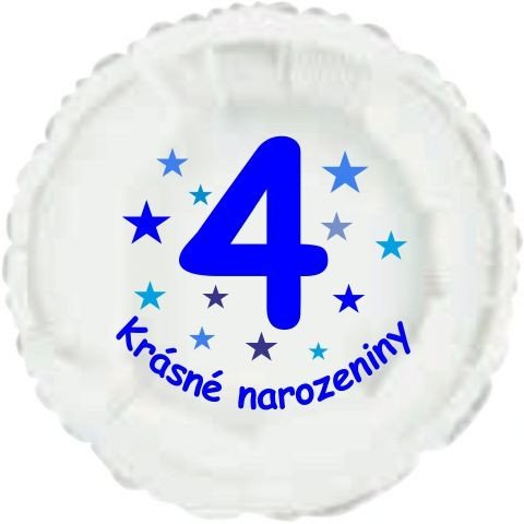 Krásné 4. narozeniny fóliový balónek kruh pro kluky Balonky.cz