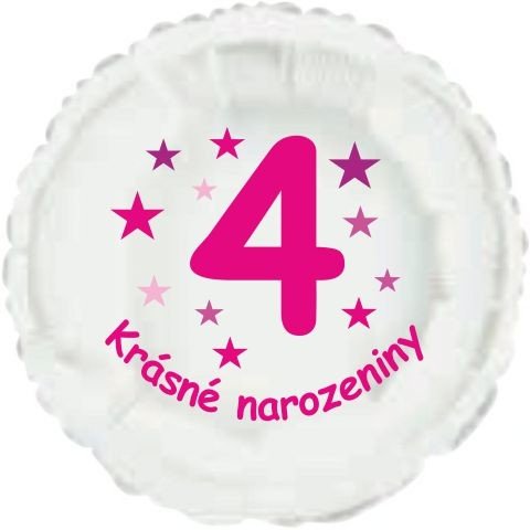 Krásné 4. narozeniny fóliový balónek kruh pro holky Balonky.cz