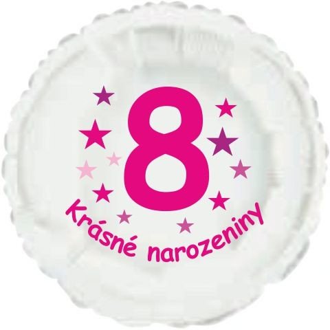 Krásné 8. narozeniny fóliový balónek kruh pro holky Balonky.cz