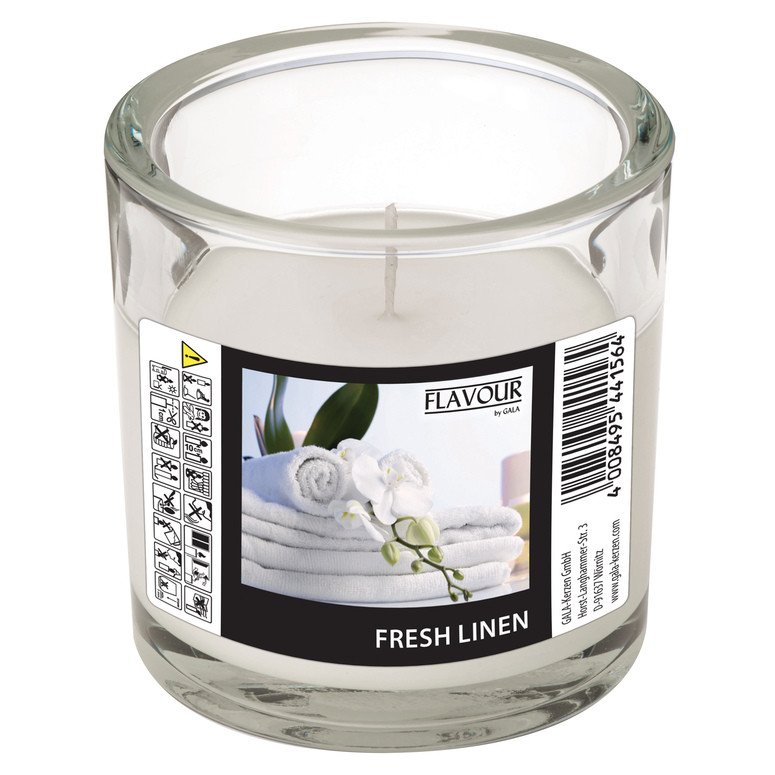 Vonná svíčka Fresh Linen ve skle ELEGANT Gala kerzen