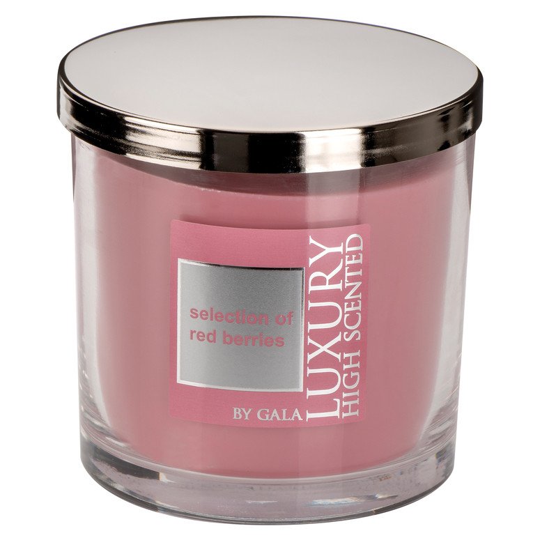 Vonná svíčka Selection of Red Berries 2-knotová ve skle Lyon s kovovým víkem Gala kerzen