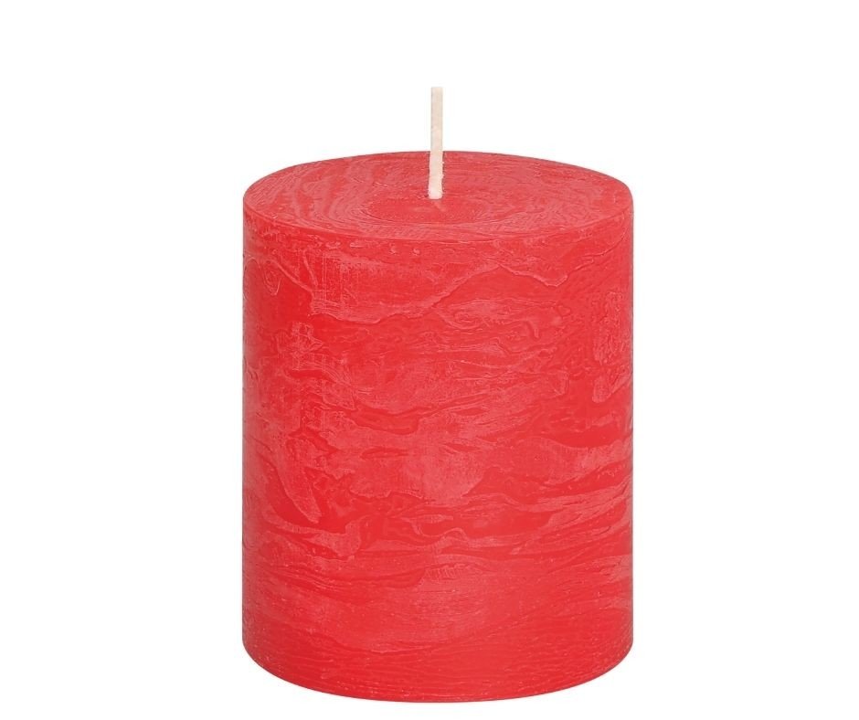 Svíčka válec červená rustikální 80/80 Gala Kerzen