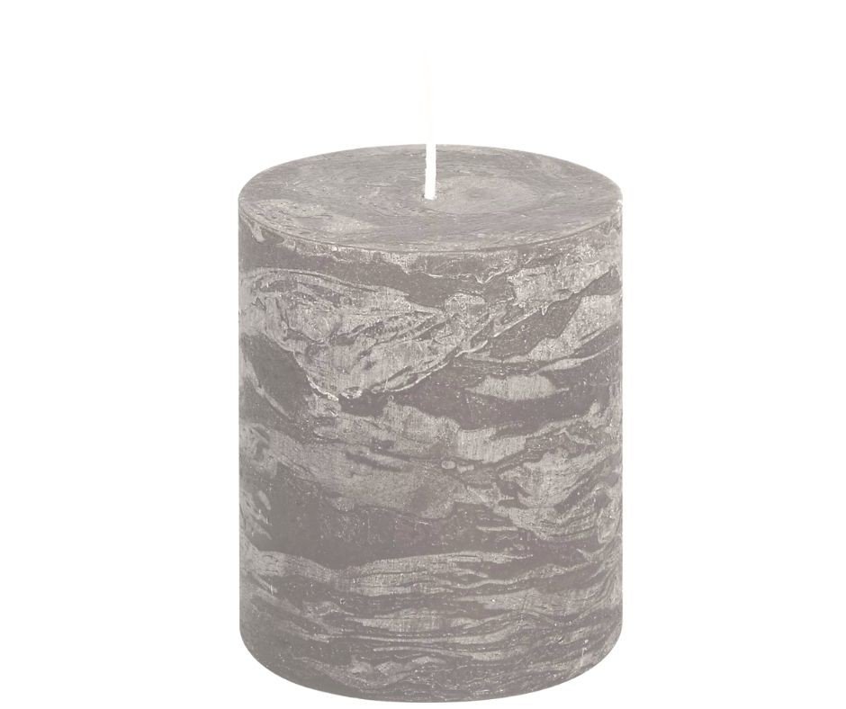 Svíčka válec světle šedá rustic 80/80 Gala Kerzen