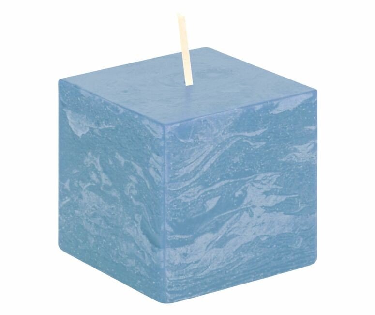 Svíčka kostka světle modrá rustikální 68/68/65 Gala kerzen