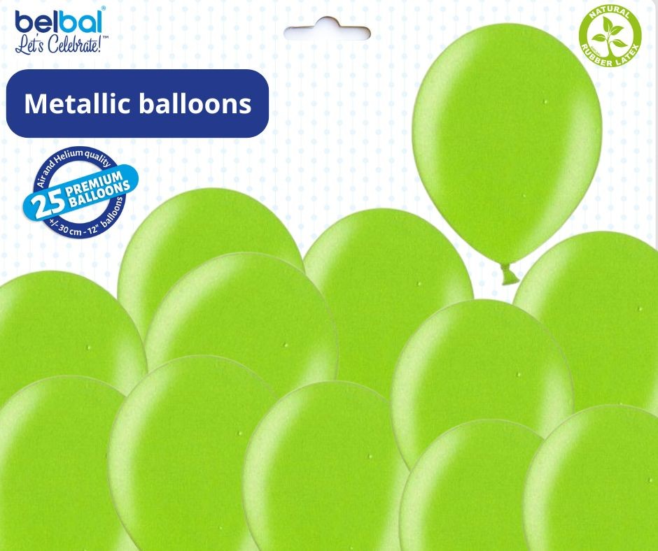 Balónky limetkově zelené metalické - 083 LIME GREEN - 50 ks Belbal