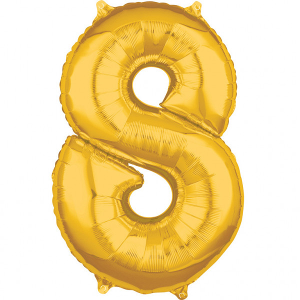 Amscan balónek fóliový narozeniny číslo 8 zlaté 66cm