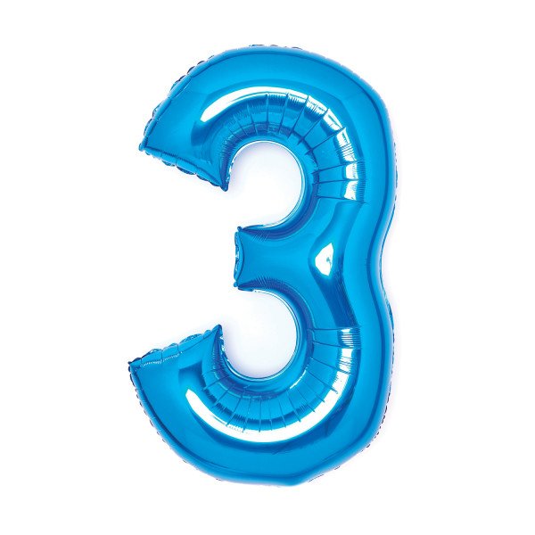 Balónek fóliový číslo 3 modrý 66 cm Amscan