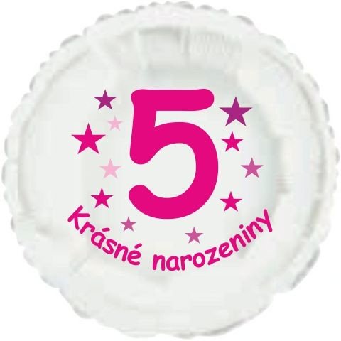 Krásné 5. narozeniny fóliový balónek kruh pro holky Balonky.cz