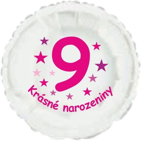 Krásné 9. narozeniny fóliový balónek kruh pro holky Balonky.cz