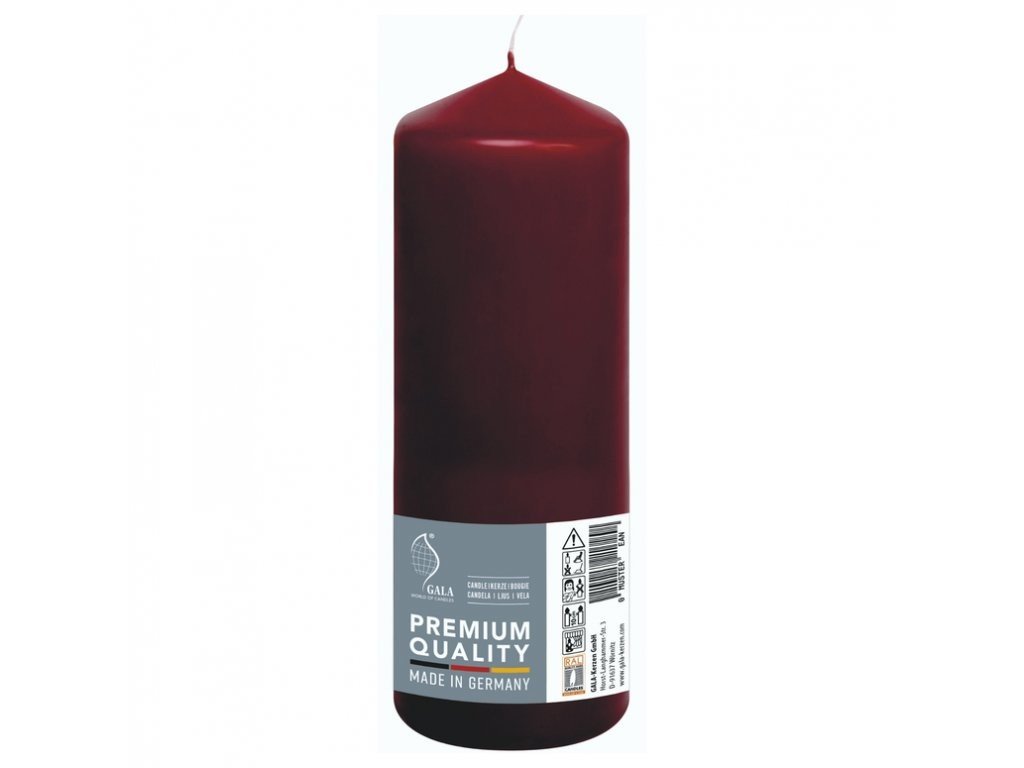 Svíčka válec bordová 80/200 Gala kerzen