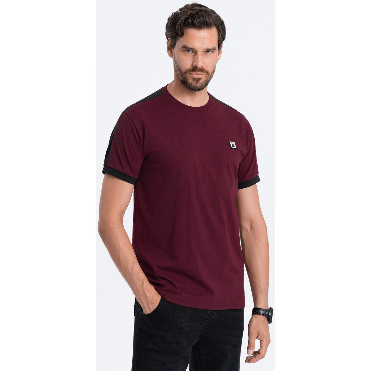 Ombre  Men apos;s cotton t-shirt with contrasting inserts  ruznobarevne