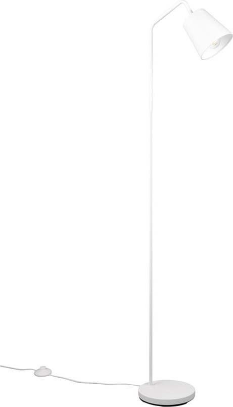 Bílá stojací lampa s textilním stínidlem (výška 148 cm) Buddy – Trio