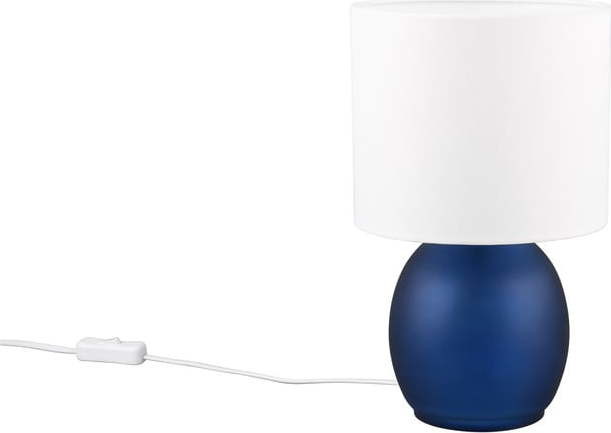 Bílo-modrá stolní lampa s textilním stínidlem (výška 29 cm) Vela – Trio