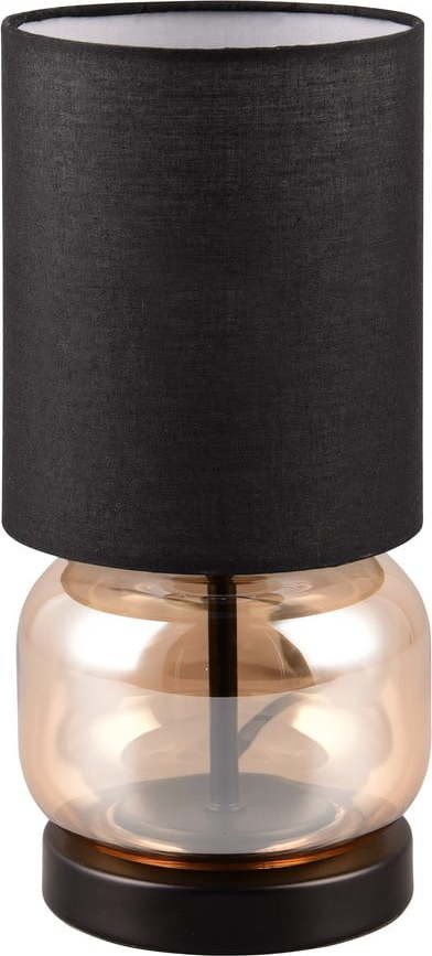 Černo-oranžová stolní lampa s textilním stínidlem (výška 28,5 cm) Elio – Trio