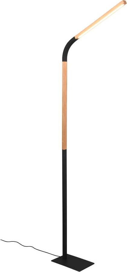 LED stojací lampa v černé a přírodní barvě s dřevěným stínidlem (výška 169,5 cm) Norris – Trio