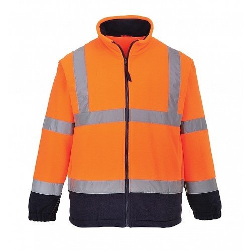 Reflexní fleece mikina na zip, S F301 oranžovo-modrá