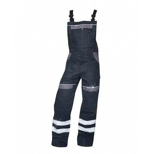 Reflexní montérkové  kalhoty s laclem COOL TREND, černo/šedé 48 H8938