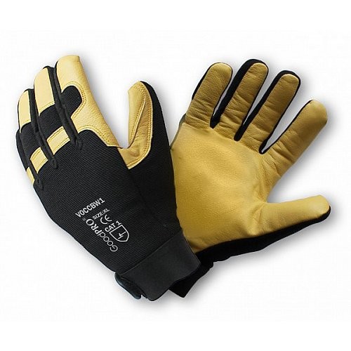 Zimní kombinované rukavice s vyztuženou dlaní, kožené