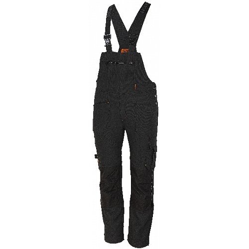 Strečové pracovní kalhoty s laclem EREBOS BIBPANTS, černé