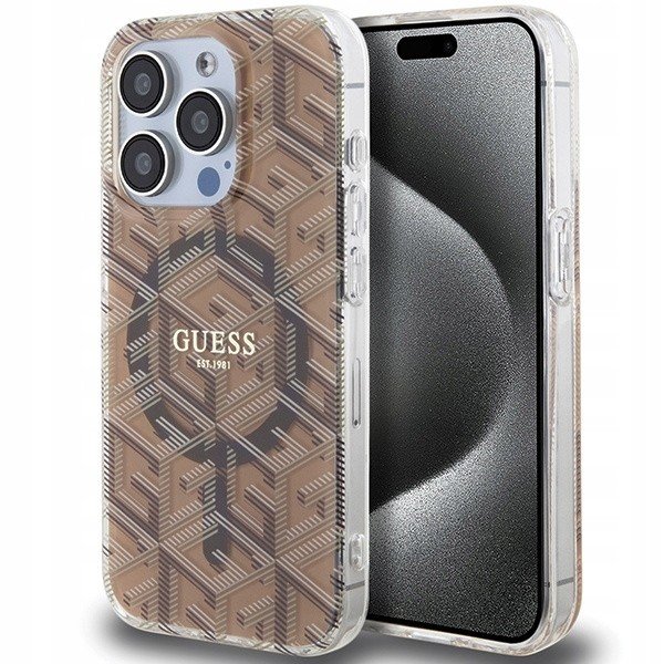 Pouzdro na iPhone 15 Pro, Guess IML GCube MagSafe Elegantní zadní kryt case cover