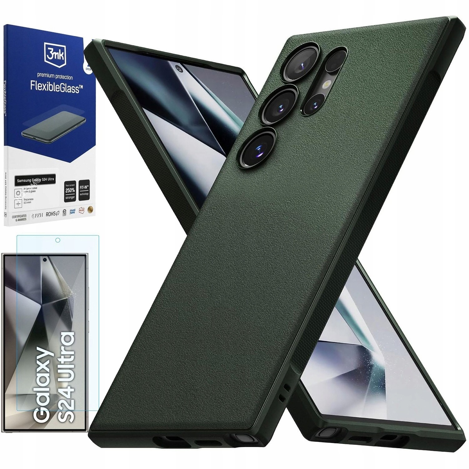 Pouzdro Ringke Onyx Case Green pouzdro 3mk pro Samsung Galaxy S24 Ultra