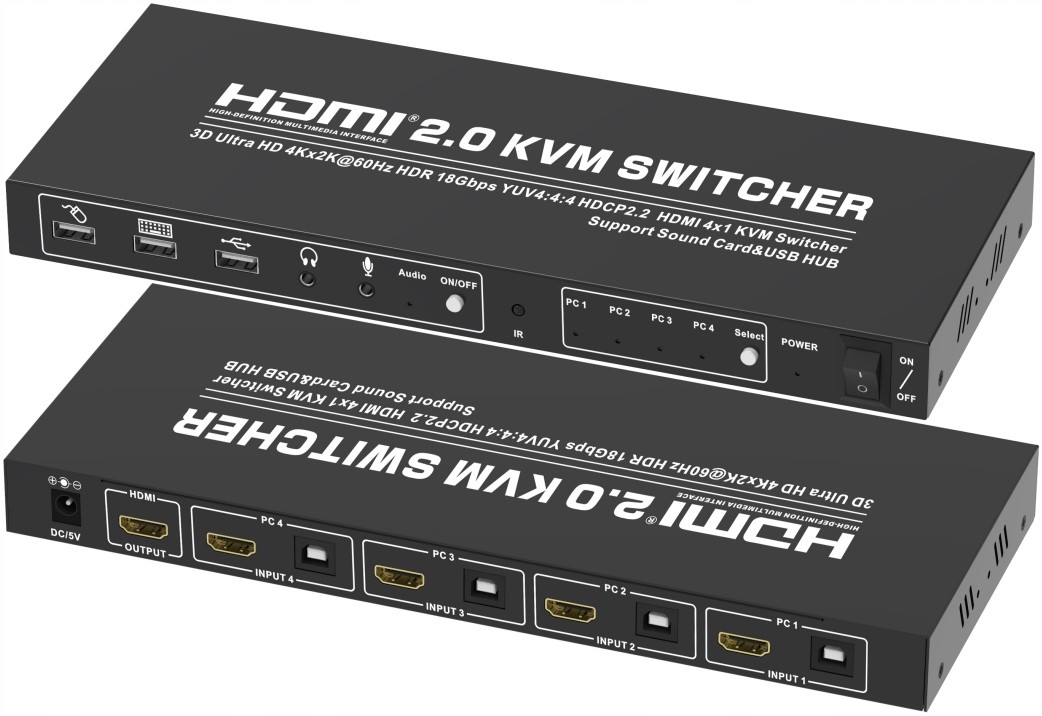 Přepínač multiviewer 4x1 Hdmi Kvm Switcher Připojení až 4 počítačů