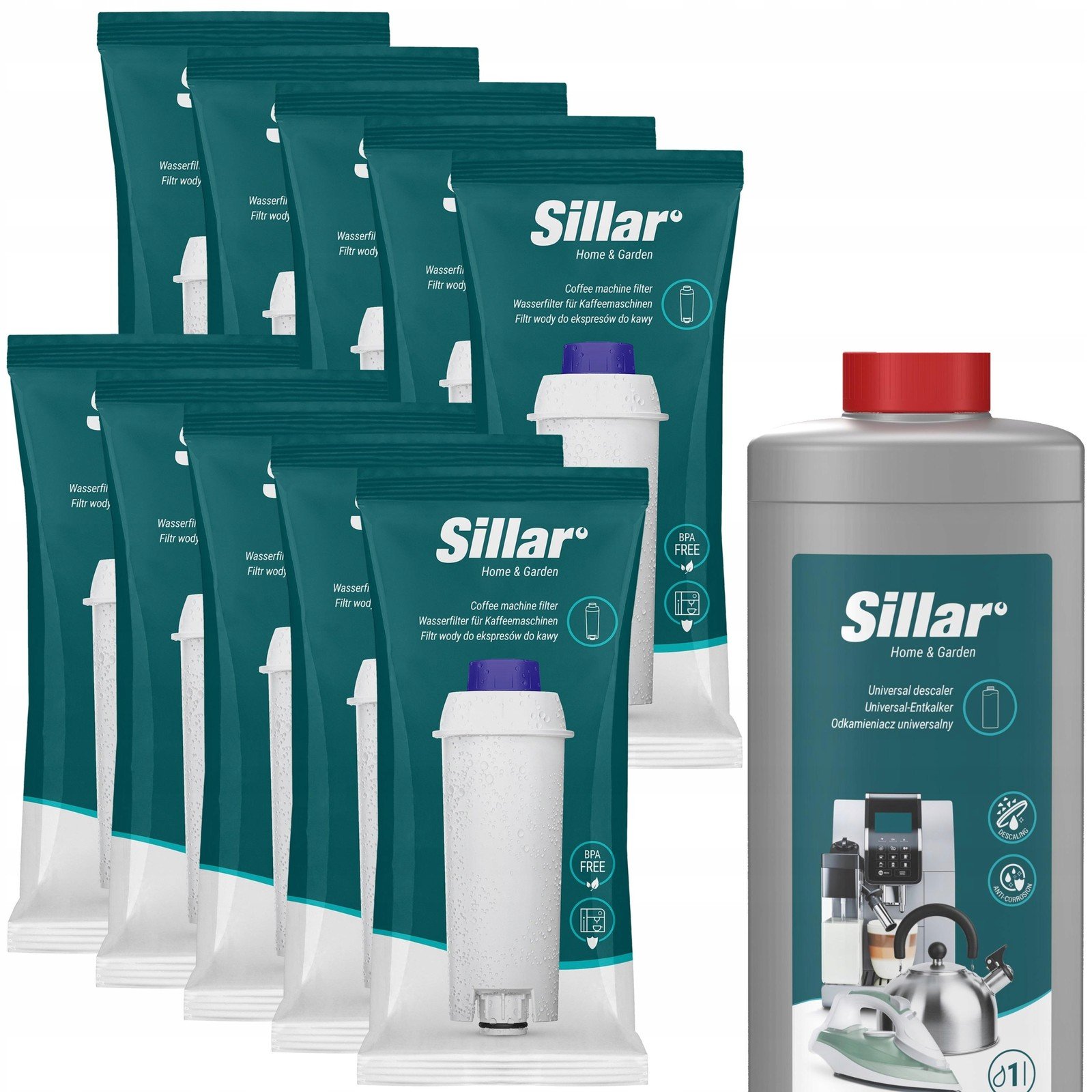 Odvápňovač pro kávovar Sillar 10x Sillar filtr pro kávovar Delonghi