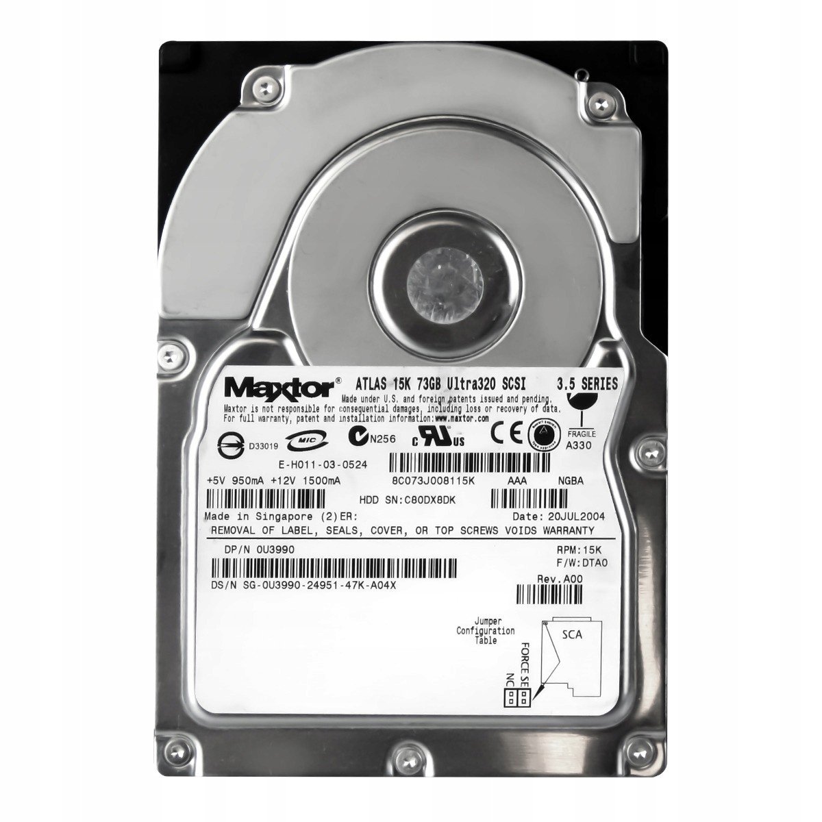 Dell 0U3990 73GB 15K 8MB Scsi U320 3,5'' 8C073J0