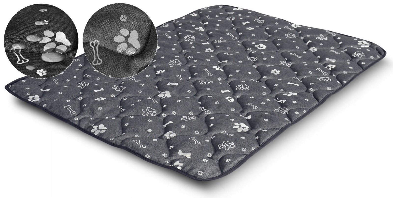 pelíšek podložka pro psa 120x80 cm voděodolná stříbrná kost