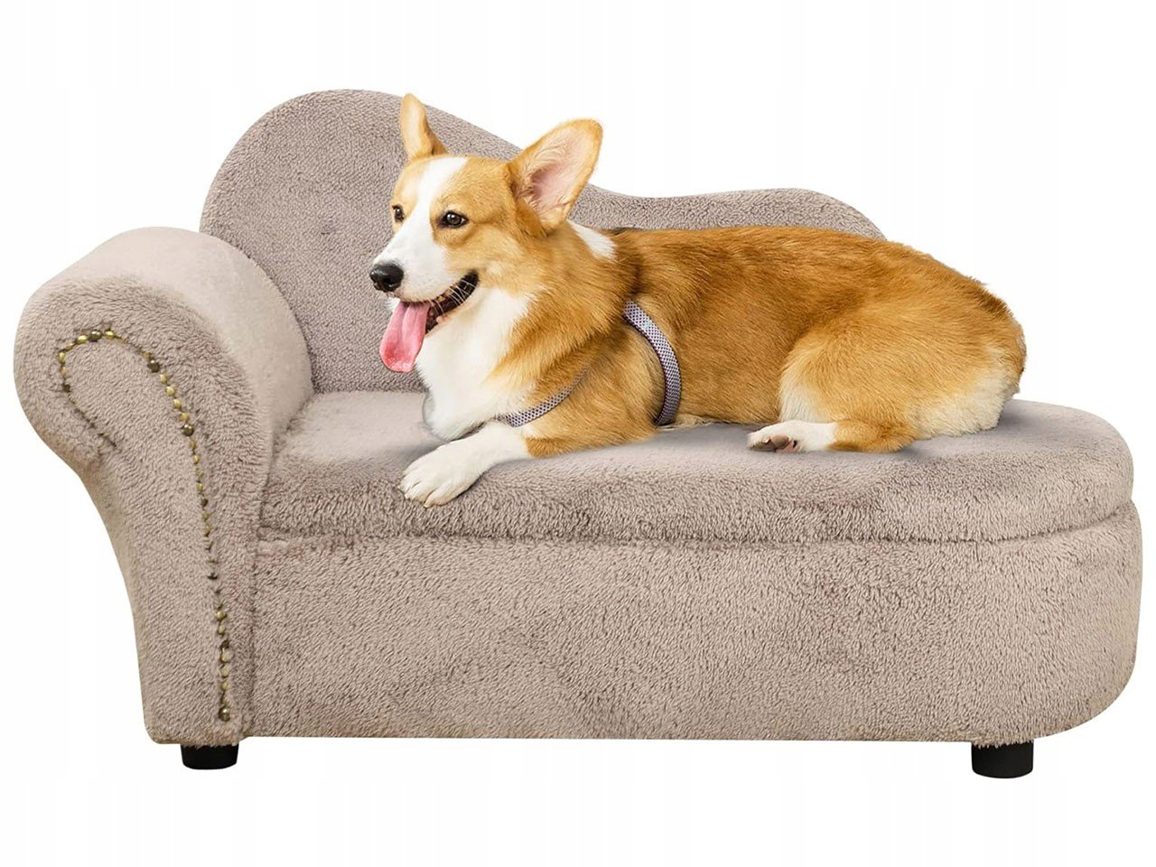 Pohovka pro domácí mazlíčky D04-188BG, se sametovým vzhledem, béžová A