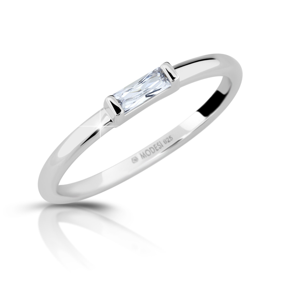 Modesi Minimalistický stříbrný prsten se zirkonem M01012 50 mm