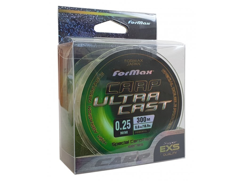 Formax Vlasec Carp Ultra Cast 300 m,0,18 0,22 0,25 0,28 0,30 0,40 0,50 průměr 0,28 mm, nosnost 9,8 kg, délka 300 m