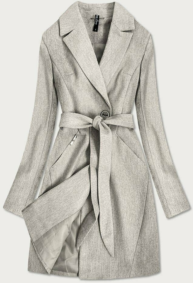 Béžový, drobně károvaný dámský kabát (2706) - XL (42) - béžová