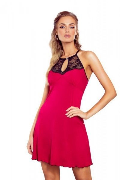 Eldar Morgan bordovo-černá Noční košilka S červená