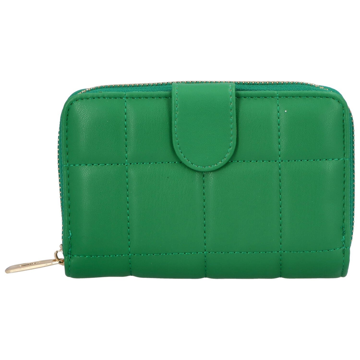 Menší prošívaná dámská koženková peněženka Dilii, zelená