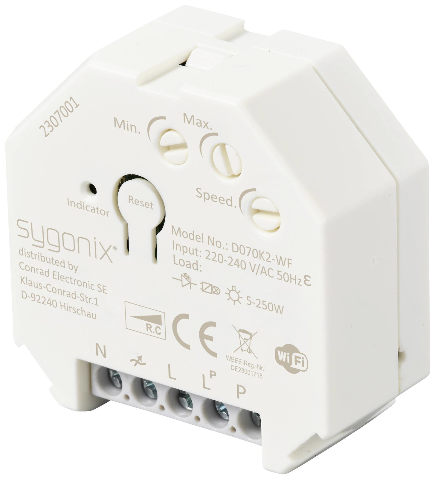 Sygonix SY-5775566 stmívač pod omítku Vhodné pro svítidlo: LED žárovka, žárovka, halogenová žárovka bílá