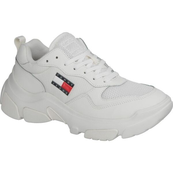 Tommy Hilfiger LEATHER HYBRID CHUNKY SOLE TRAINER Dámská volnočasová obuv, bílá, veľkosť 39