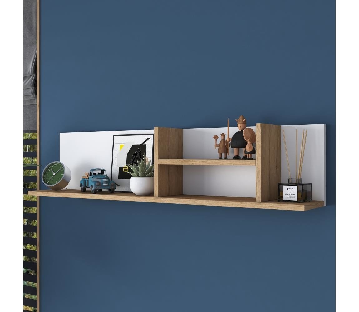 Nástěnná police RANI 120x25 cm béžová/bílá