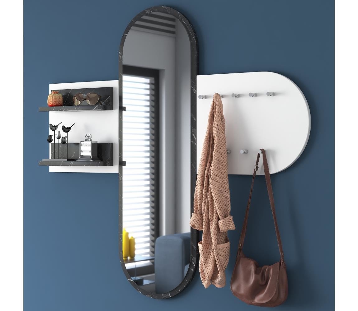 Nástěnné zrcadlo RANI 125x120 cm bílá/černá