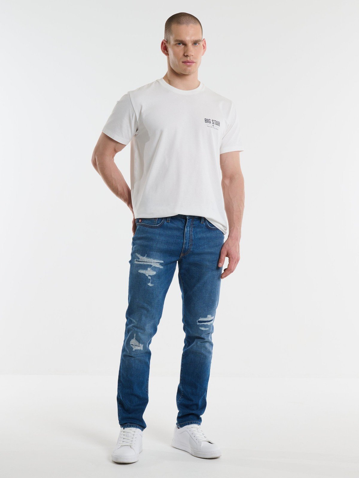 Big Star Man's Tapered Trousers Denim 110876 Medium Denim-419