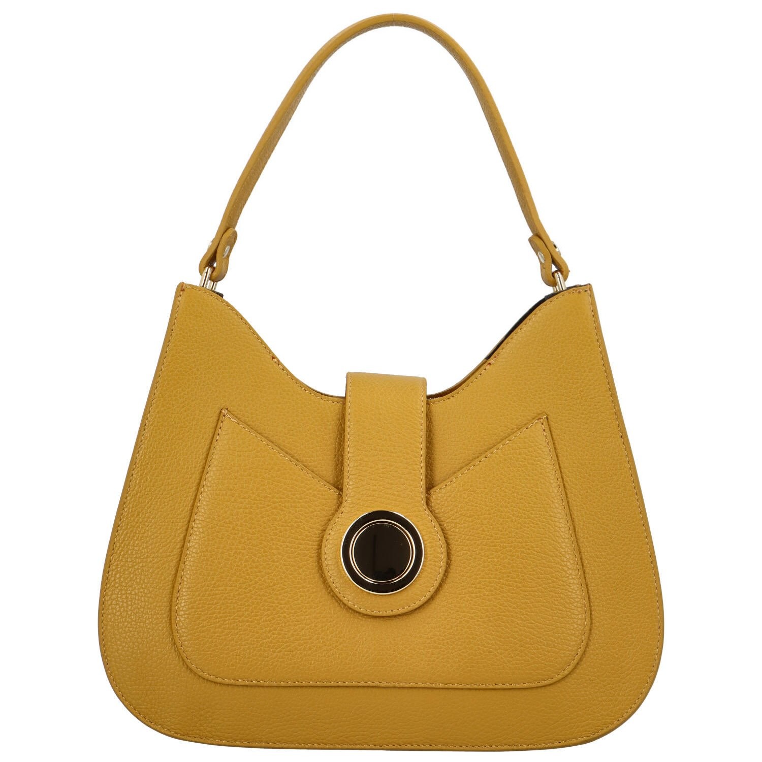 Dámská kožená kabelka na rameno žlutá - Delami Vera Pelle Andaroi žlutá