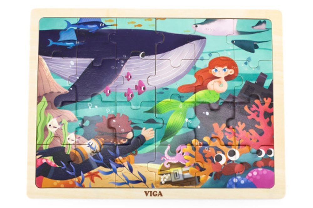 Popron.cz Dřevěné puzzle - malá mořská víla 24 dílků