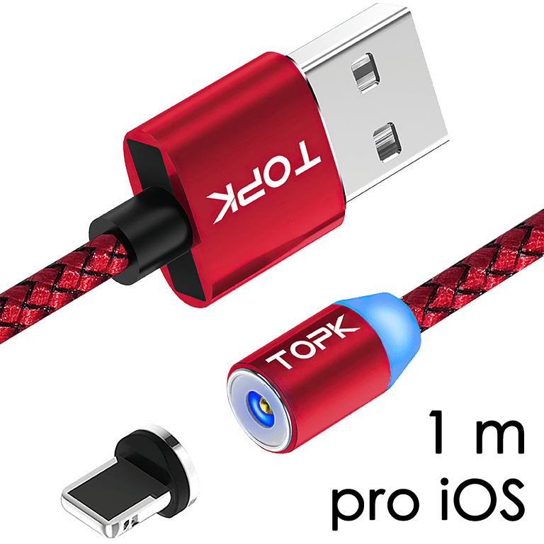 M5 - Magnetický USB kabel - Červený - pro iOS (Apple) - 1 m