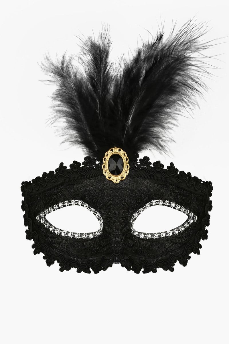 Černá maska s kamínky Karnawal