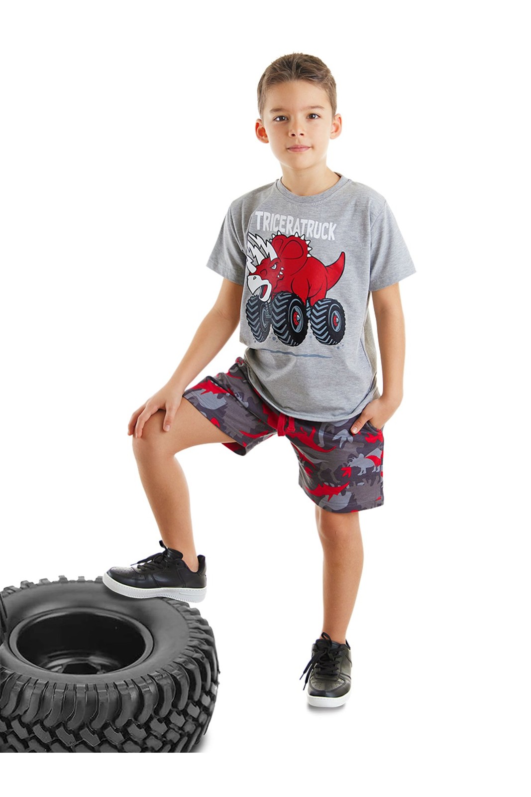 Mushi Triceratruck Boys T-shirt Shorts Set