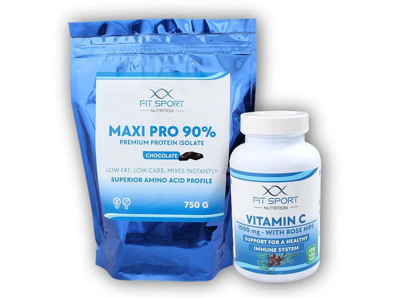 PROTEIN FitSport Nutrition Maxi Pro 750g + Vitamin c 1000 120 tbl Varianta: banán