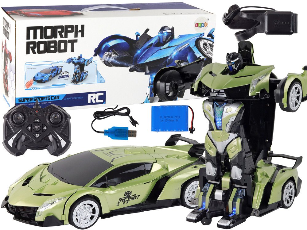 mamido Auto Robot Transformers 2v1 na dálkové ovládání RC 1:10 zelená