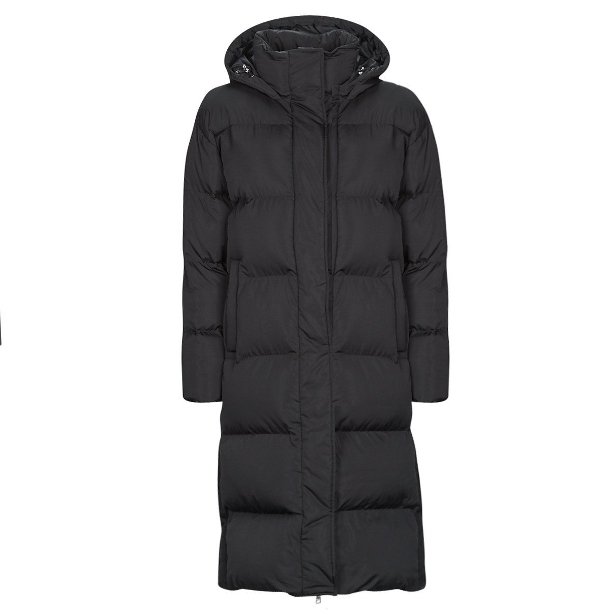 Superdry  LONGLINE HOODED PUFFER COAT  Černá