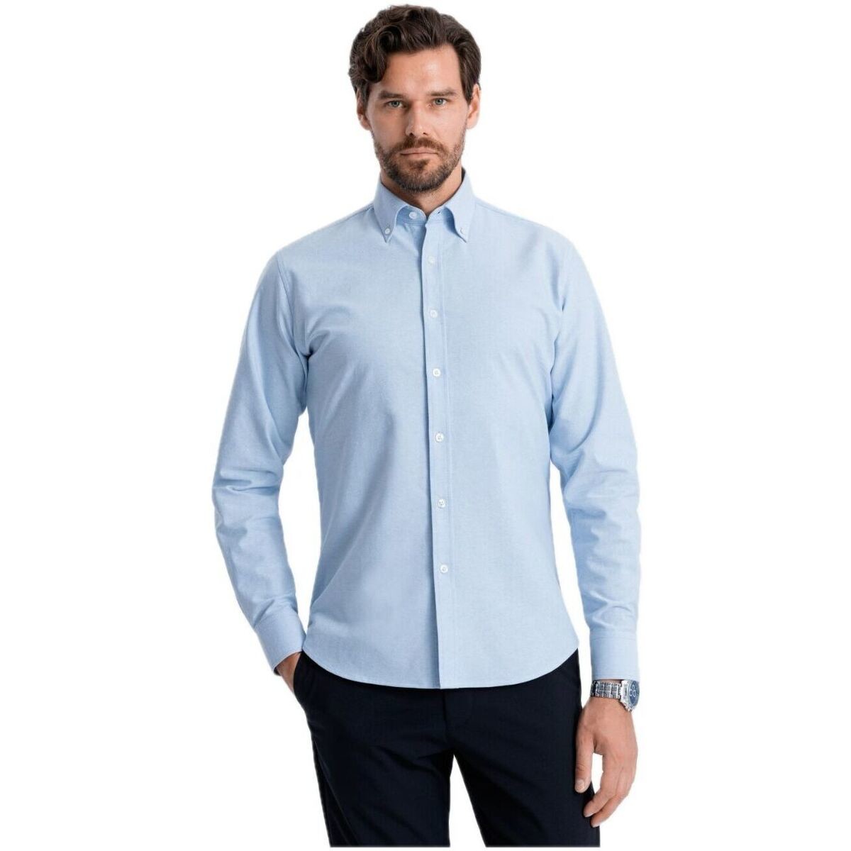 Ombre  Pánská košile s dlouhým rukávem Cottonflight  Modrá