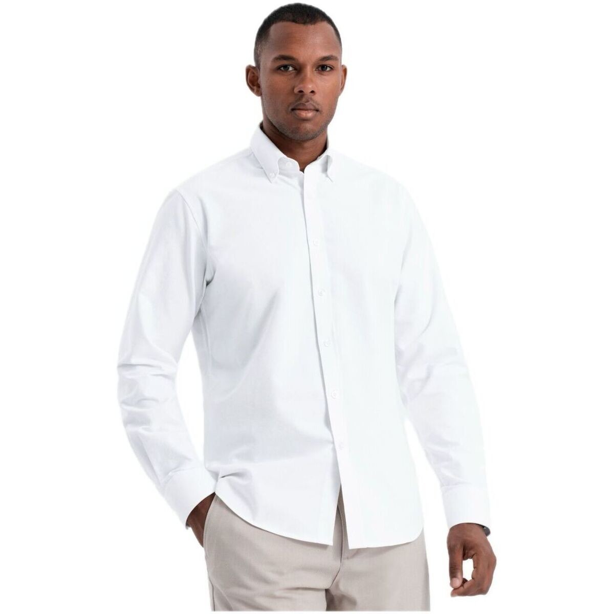 Ombre  Pánská košile s dlouhým rukávem Cottonflight  Bílá